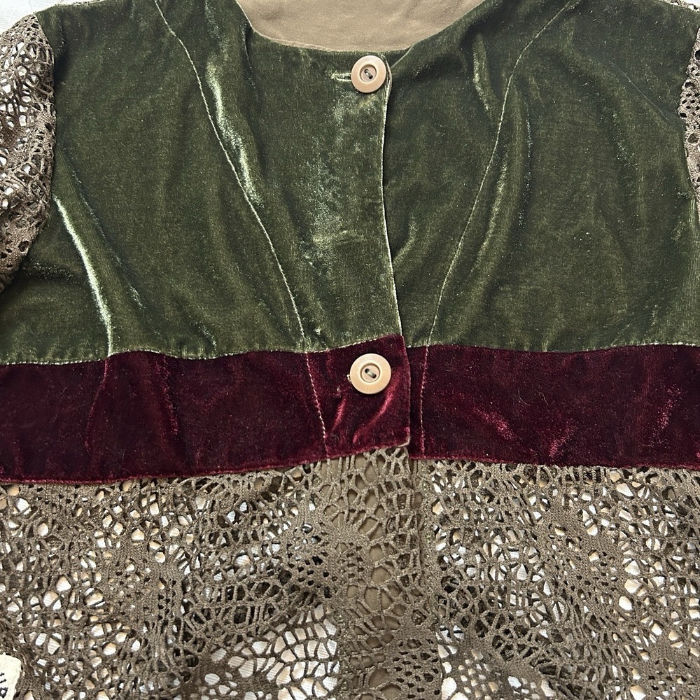 Open Knit Cardigan Womens Sz M Forrest goblin fairy Grunge BoHo Festival velvet - Picture 8 of 9